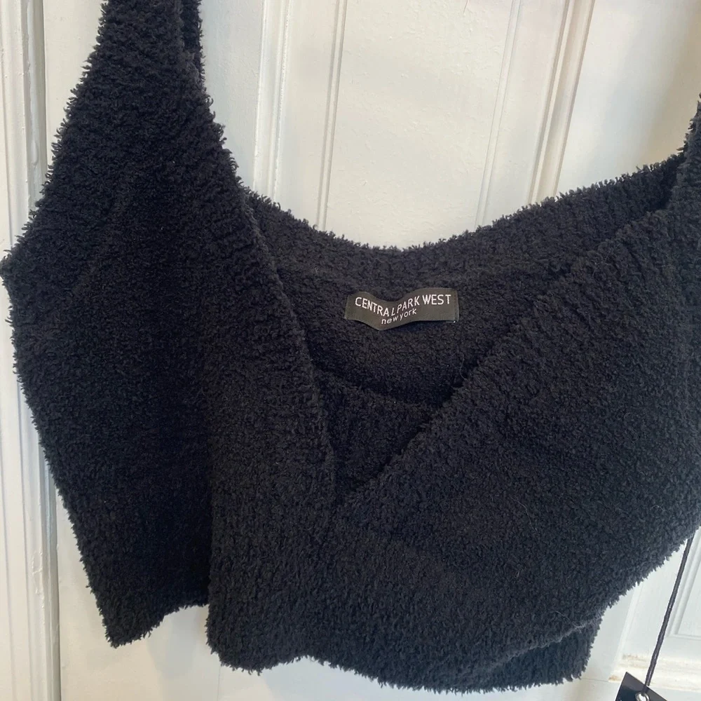 NEW Central Park West teddy black crop tank top size L/XL - Picture 3 of 8